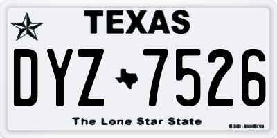 TX license plate DYZ7526