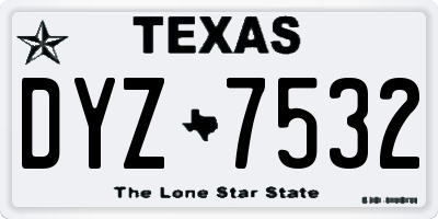 TX license plate DYZ7532
