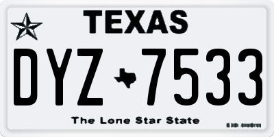 TX license plate DYZ7533