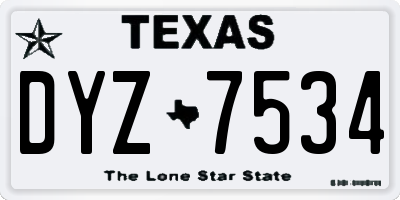 TX license plate DYZ7534