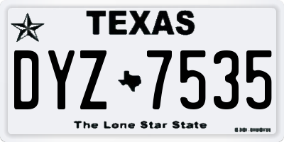 TX license plate DYZ7535