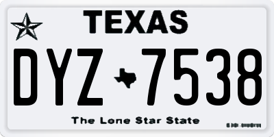TX license plate DYZ7538