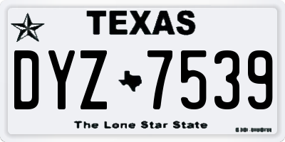 TX license plate DYZ7539