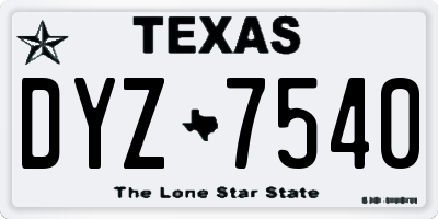 TX license plate DYZ7540