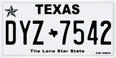 TX license plate DYZ7542