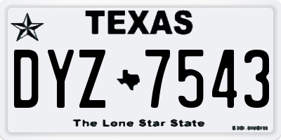 TX license plate DYZ7543