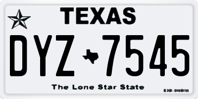 TX license plate DYZ7545