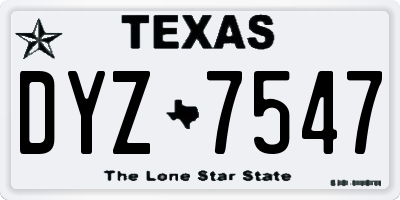 TX license plate DYZ7547