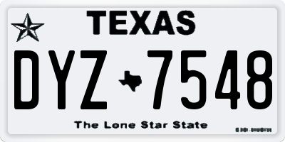 TX license plate DYZ7548