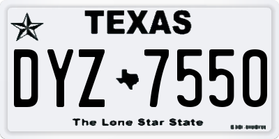 TX license plate DYZ7550