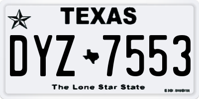 TX license plate DYZ7553