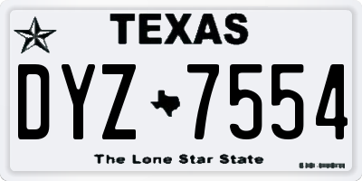 TX license plate DYZ7554