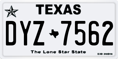 TX license plate DYZ7562