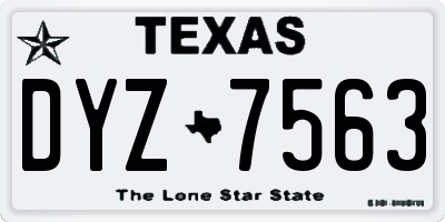 TX license plate DYZ7563