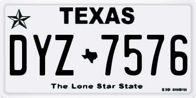 TX license plate DYZ7576