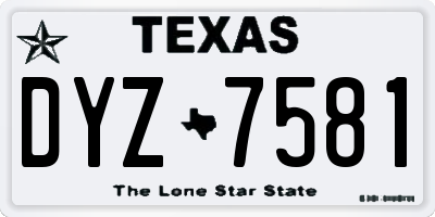 TX license plate DYZ7581