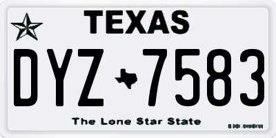 TX license plate DYZ7583