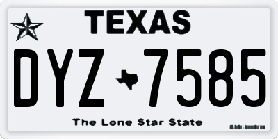 TX license plate DYZ7585