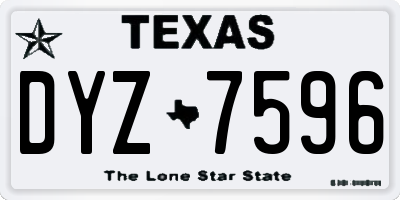 TX license plate DYZ7596