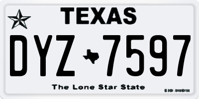 TX license plate DYZ7597