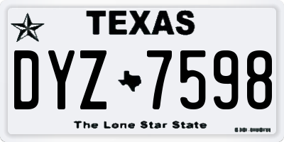 TX license plate DYZ7598