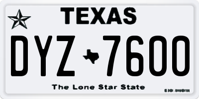 TX license plate DYZ7600