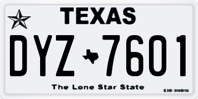 TX license plate DYZ7601