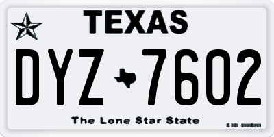 TX license plate DYZ7602