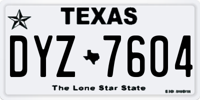 TX license plate DYZ7604