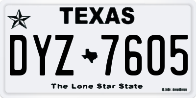 TX license plate DYZ7605
