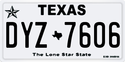 TX license plate DYZ7606