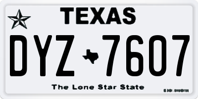 TX license plate DYZ7607