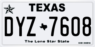 TX license plate DYZ7608