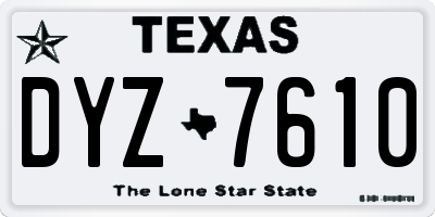 TX license plate DYZ7610