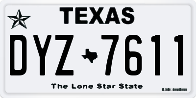TX license plate DYZ7611