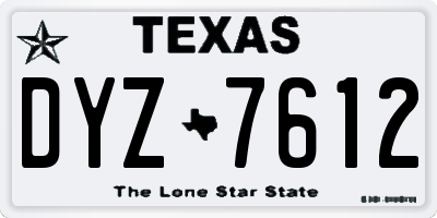 TX license plate DYZ7612