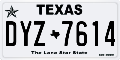 TX license plate DYZ7614