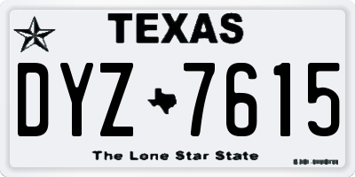 TX license plate DYZ7615