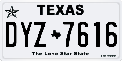TX license plate DYZ7616