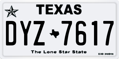 TX license plate DYZ7617
