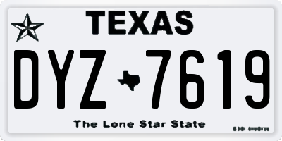 TX license plate DYZ7619