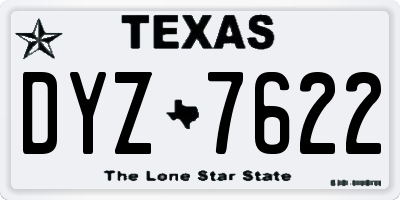 TX license plate DYZ7622