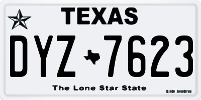 TX license plate DYZ7623