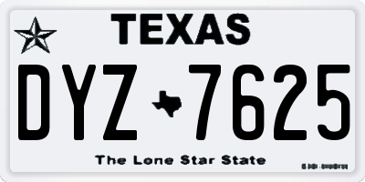 TX license plate DYZ7625