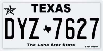 TX license plate DYZ7627