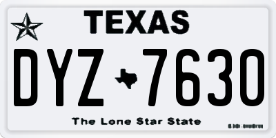 TX license plate DYZ7630