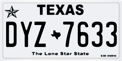 TX license plate DYZ7633