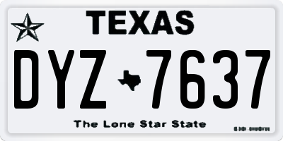 TX license plate DYZ7637
