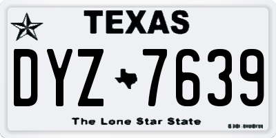 TX license plate DYZ7639