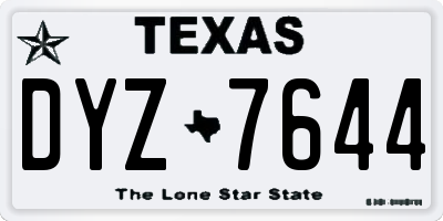 TX license plate DYZ7644